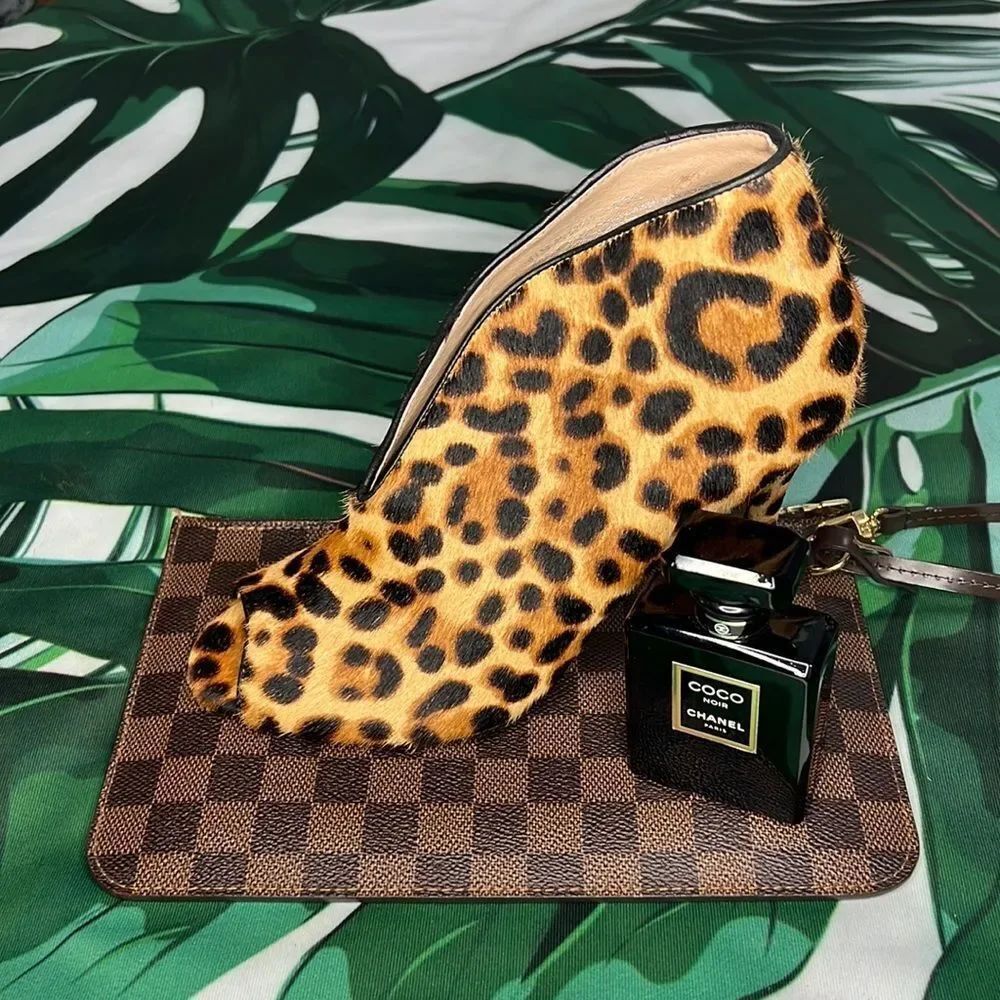 * Halogen brown and black cheetah cowhide booties